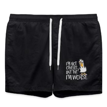 Crazy Seagull I'm Not Like The Others I'm Worse - Swim Trunks - black - Front - AI Model Male 185 light (185cm)