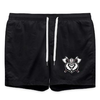 Viking Axemaster Warrior Crusader Axes Mascot - Swim Trunks - black - Front - AI Model Male 185 light (185cm)