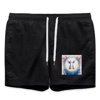 Blue mice in love - Swim Trunks - black - Front - AI Model Male 185 light (185cm)