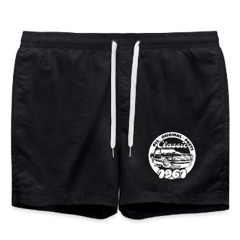 65th Birthday - Classic Musclecar 04/1961 - Swim Trunks - black - Front - AI Model Male 185 light (185cm)