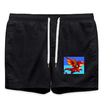 Drache - Badeshorts - Schwarz - Vorne - AI Model Male 185 light (185cm)