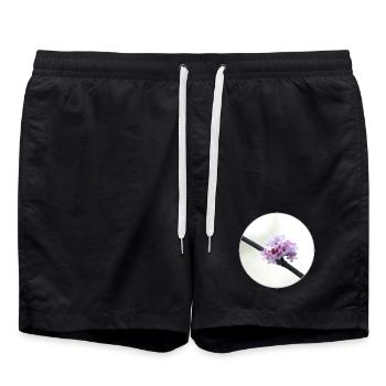 delicate pink-white blossom white blossom pink flower - Swim Trunks - black - Front - AI Model Male 185 light (185cm)