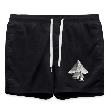Mountain tent by the fire - Swim Trunks - black - Front - AI Model Male 185 light (185cm)