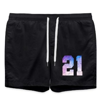  numéro 21 – Cadeau anniversaire 21 ans - Short de bain - noir - Devant - AI Model Male 185 light (185cm)