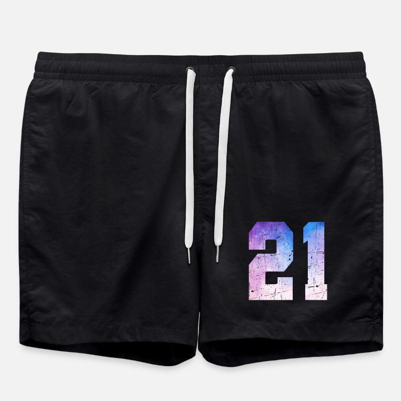  numéro 21 – Cadeau anniversaire 21 ans - Short de bain - noir