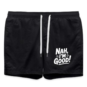 Nein, mir geht's gut! - Badeshorts - Schwarz - Vorne - AI Model Male 185 light (185cm)