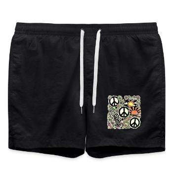 Peace Hippie Flower Stop The War - Badeshorts - Schwarz - Vorne - AI Model Male 185 light (185cm)