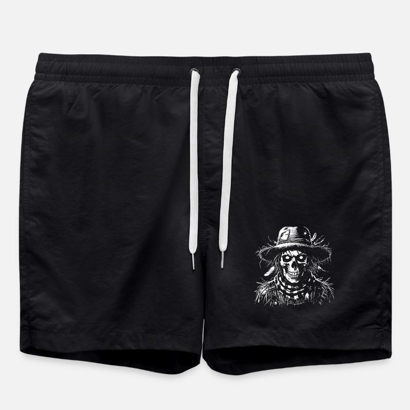 Skeleton with straw hat - Swim Trunks - black