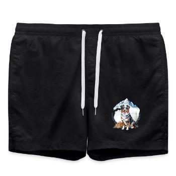 Aussie Hund Landschaft Natur Illustration - Badeshorts - Schwarz - Vorne - AI Model Male 185 light (185cm)