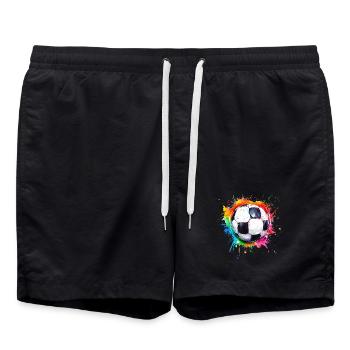 Fußball Ball Aquarell - Badeshorts - Schwarz - Vorne - AI Model Male 185 light (185cm)