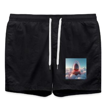 egg in the clouds. New life of the future - Swim Trunks - black - Front - AI Model Male 185 light (185cm)