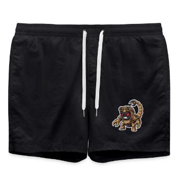 Scorpion Bionique Steampunk Guerrier Laiton Rivets - Short de bain - noir - Devant - AI Model Male 185 light (185cm)