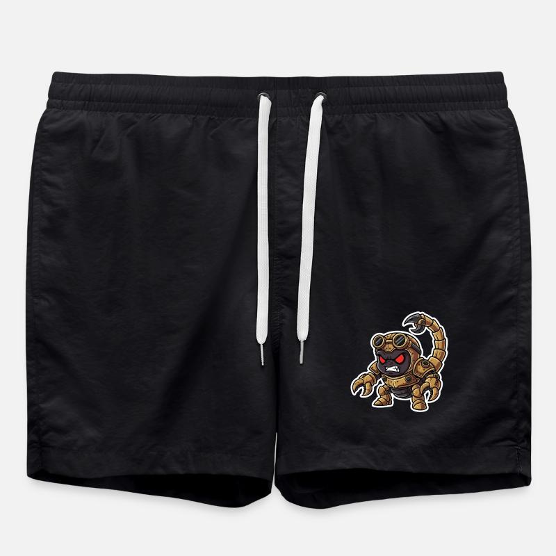 Skorpion Bionic Steampunk Krieger Messingnieten - Badeshorts - Schwarz