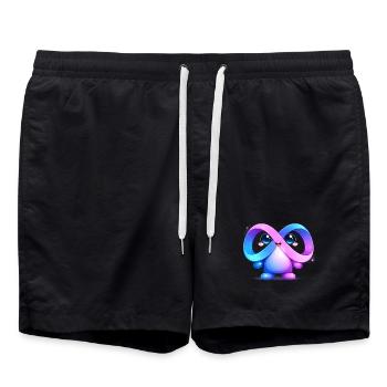 Cute Meta Infinity Mascot Sticker - Swim Trunks - black - Front - AI Model Male 185 light (185cm)