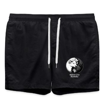 Yin Yang Stock Exchange: Bull & Bear Balance your Portfolio - Swim Trunks - black - Front - AI Model Male 185 light (185cm)
