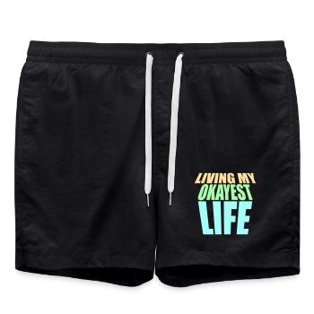 Vivre ma vie la plus correcte Drôle de dicton, médiocre - Short de bain - noir - Devant - AI Model Male 185 light (185cm)