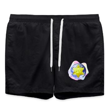 Merkaba Earth surréaliste - Short de bain - noir - Devant - AI Model Male 185 light (185cm)