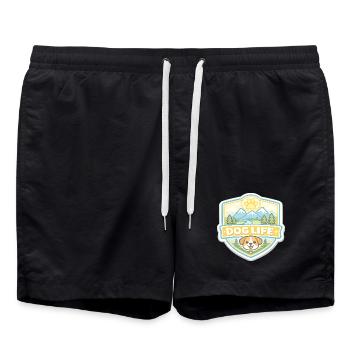 Dog Life Mountain Landscape Badge - Swim Trunks - black - Front - AI Model Male 185 light (185cm)