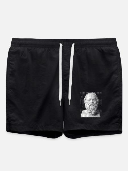 Socrates Halftone Portrait. - Swim Trunks - black