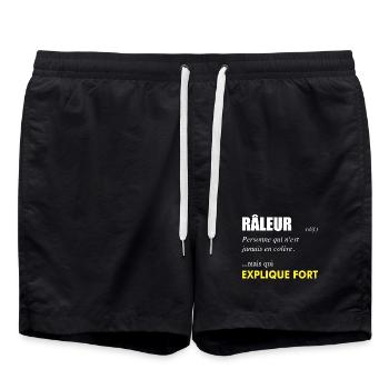 Râleur définition – Personne qui explique fort - Short de bain - noir - Devant - AI Model Male 185 light (185cm)