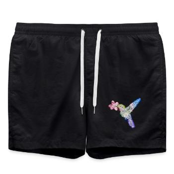 Colibri Zentangle avec fleur - Short de bain - noir - Devant - AI Model Male 185 light (185cm)