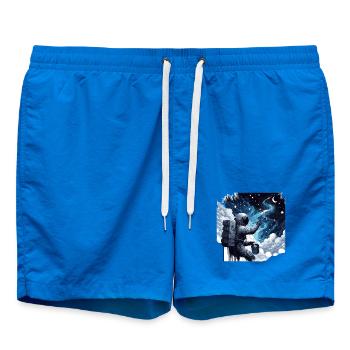 Astronaut Paints the Night: Creative Space Painter - Swim Trunks - cobalt blue - Front