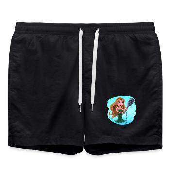 Meerjungfrau singt Karaoke Mikrofon - Badeshorts - Schwarz - Vorne - AI Model Male 185 light (185cm)