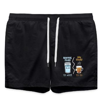 Water vs Tea Kawaii Drink Duel - Swim Trunks - black - Front - AI Model Male 185 light (185cm)