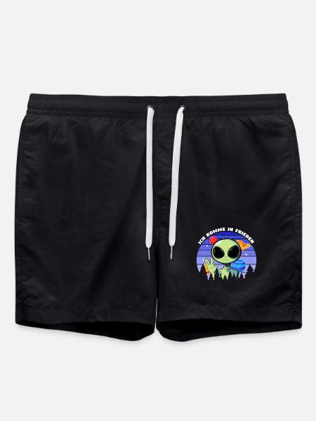 ich komme in frieden - alien - Badeshorts - Schwarz