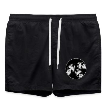 Drei Coole Lamas Sonnenbrille Kreis Badge Lustig - Badeshorts - Schwarz - Vorne - AI Model Male 185 light (185cm)