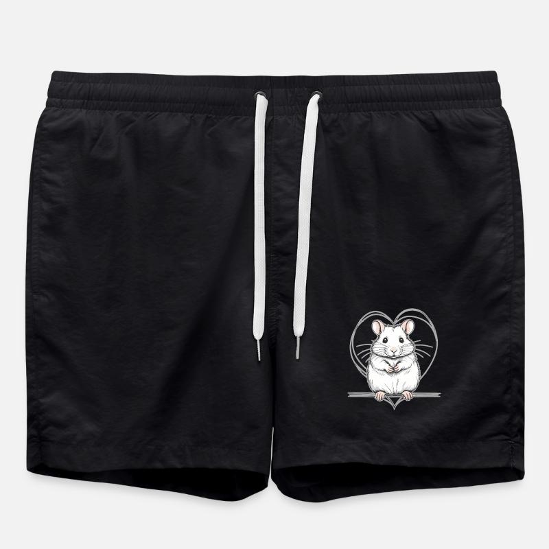 Hamster with heart - Swim Trunks - black