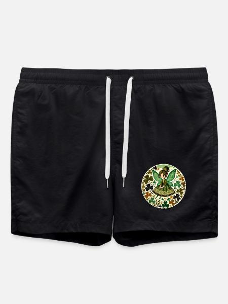 Emerald Fairy Clover Garden - Swim Trunks - black