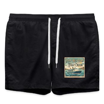 I can't stay calm, it's my first K - Swim Trunks - black - Front - AI Model Male 185 light (185cm)