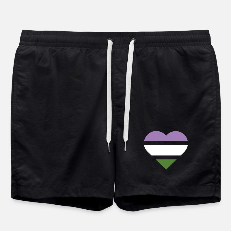 Pride Flag Heart · Genderqueer - Badeshorts - Schwarz