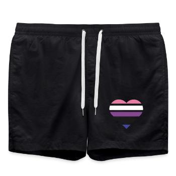 Drapeau de la fierté Cœur · Genderfluid - Short de bain - noir - Devant - AI Model Male 185 light (185cm)