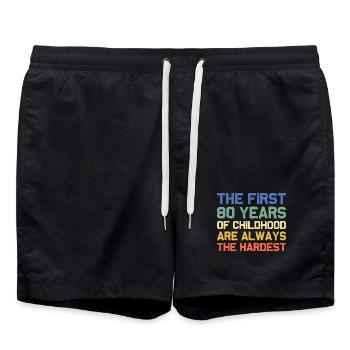 Les 80 premières années d’enfance sont difficiles - Short de bain - noir - Devant - AI Model Male 185 light (185cm)