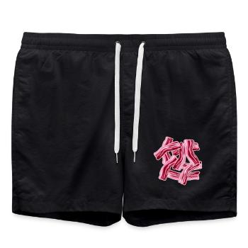 Bacon, bacon, nourriture drôle, viande, gourmet - Short de bain - noir - Devant - AI Model Male 185 light (185cm)