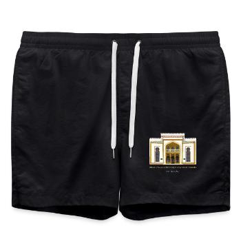 Moldau, Handzeichnung Nationalmuseum Chisinau - Badeshorts - Schwarz - Vorne - AI Model Male 185 light (185cm)