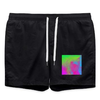 Vivid Neon Tie-Dye Gradient Burst - Swim Trunks - black - Front - AI Model Male 185 light (185cm)