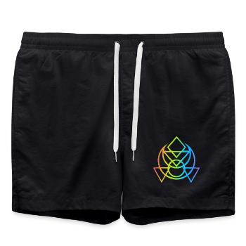 Symbole ésotérique égyptien multicolore - Short de bain - noir - Devant - AI Model Male 185 light (185cm)