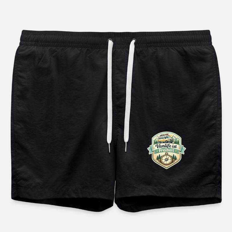 Vanlife ist Freiheit - Badeshorts - Schwarz