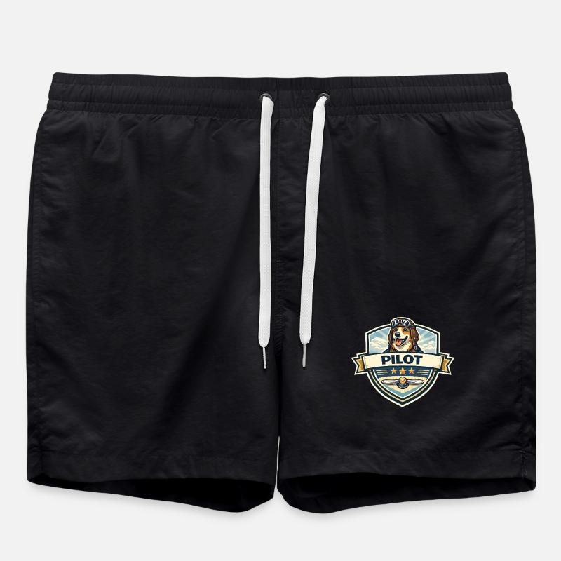 Hundepilot Abzeichen Cartoon - Badeshorts - Schwarz