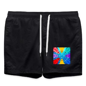 Bunte Kreis-Koi - Badeshorts - Schwarz - Vorne - AI Model Male 185 light (185cm)