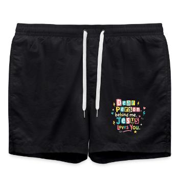 Jesus loves you positive message - Swim Trunks - black - Front - AI Model Male 185 light (185cm)
