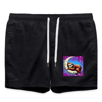 Sloth sleeps on the Moon - Swim Trunks - black - Front - AI Model Male 185 light (185cm)