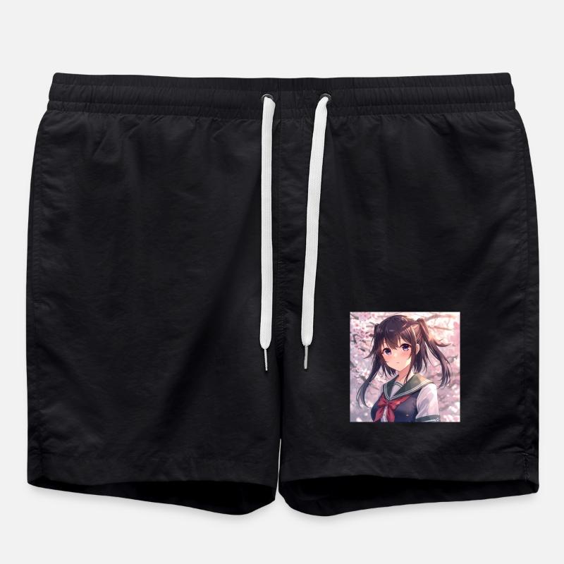 Kirschblüten Schuluniform - Badeshorts - Schwarz