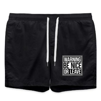 Attitude de « Sois gentil ou laisse » drôle de phrase - Short de bain - noir - Devant - AI Model Male 185 light (185cm)