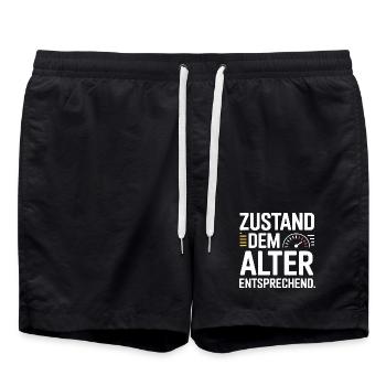 Zustand Dem Alter Entsprechend Oldtimer Geburtstag - Badeshorts - Schwarz - Vorne - AI Model Male 185 light (185cm)