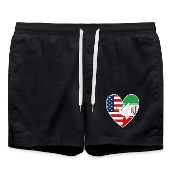 USA Iran Colombe de l’amour de la paix - Short de bain - noir - Devant - AI Model Male 185 light (185cm)