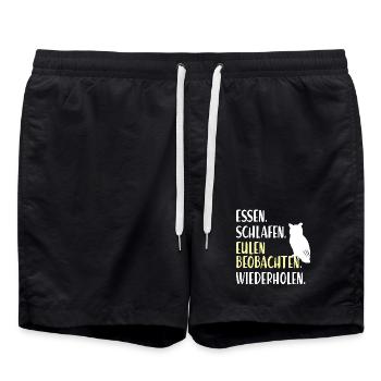 Eulen Beobachten Eule Ornithologen Vogel Uhu Kauz - Badeshorts - Schwarz - Vorne - AI Model Male 185 light (185cm)
